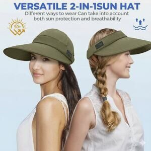 Sukeen Cooling Green Visor Hat NWOT 2 in1 Zip-Off Sun Hat UV Protection